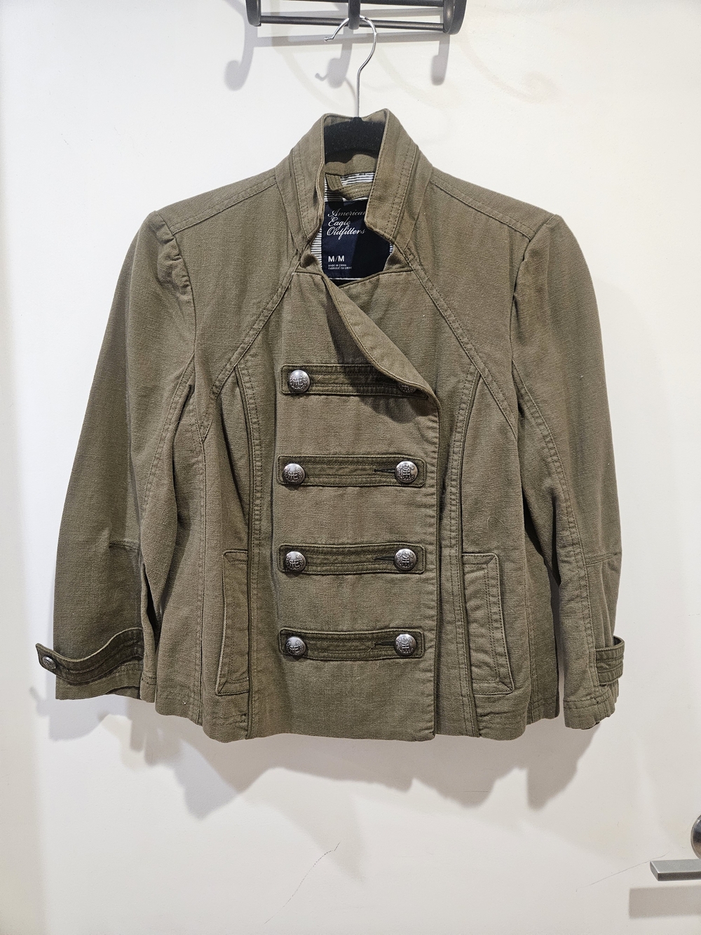 American Eagle Outfitters Olive Green Military-Inspired Women's Blazer